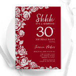 Elegant Red Silver Ro Surprise 30års födelsedag Inbjudningar<br><div class="desc">Röda silver blommigt överraskar 30års födelsedag-festinbjudan. Elegantens utformning med ro,  faux silver-folie och typsnitt för typsnitt. Trendig inbjudan-kortets perfekt för en snyggt kvinnlig dag firande. Kan anpassas till vilken ålder som helst. Skrivna Zazzle-inbjudningar eller digital utskrivbar mall för omedelbar nedladdning.</div>