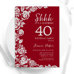 Elegant Red Silver Ro Surprise 40 födelsedagar Inbjudningar<br><div class="desc">Red silver blommigt överraskar 40-årsfestinbjudan. Elegantens utformning med ro,  faux silver-folie och typsnitt för typsnitt. Trendig inbjudan-kortets perfekt för en snyggt kvinnlig dag firande. Kan anpassas till vilken ålder som helst. Skrivna Zazzle-inbjudningar eller digital utskrivbar mall för omedelbar nedladdning.</div>
