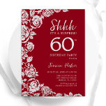 Elegant Red Silver Ro Surprise 60 födelsedagar Inbjudningar<br><div class="desc">Röda silver blommigten överraskar 60 födelsedagsfest inbjudan. Elegantens utformning med ro,  faux silver-folie och typsnitt för typsnitt. Trendig inbjudan-kortets perfekt för en snyggt kvinnlig dag firande. Kan anpassas till vilken ålder som helst. Skrivna Zazzle-inbjudningar eller digital utskrivbar mall för omedelbar nedladdning.</div>