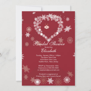 Elegant Red Snowflake Heart Winter Möhippa Inbjudningar