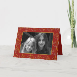 Elegant Red Snowflake-julfoto 1 Photo Card Helgkort