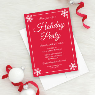 Elegant Red Snowflake Script-Julfest Inbjudningar