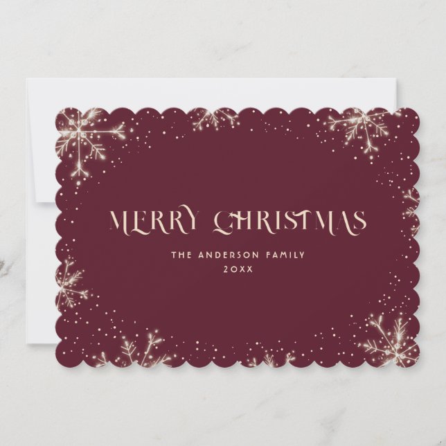 Elegant Red Snowflake Snö God jul Card Julkort (Framsida)