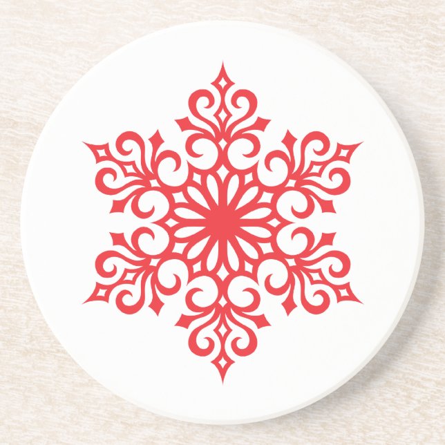 Elegant Red Snowflake Underlägg (Framsidan)