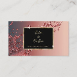 Elegant Red Stänk Black och Guld Hair Salon Visitkort