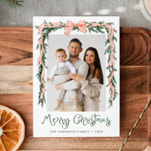 Elegant Red Stripe Bow Greenery 4 Photo