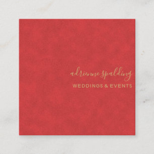 Elegant Red Suede Leather Struktur Professionell Fyrkantigt Visitkort