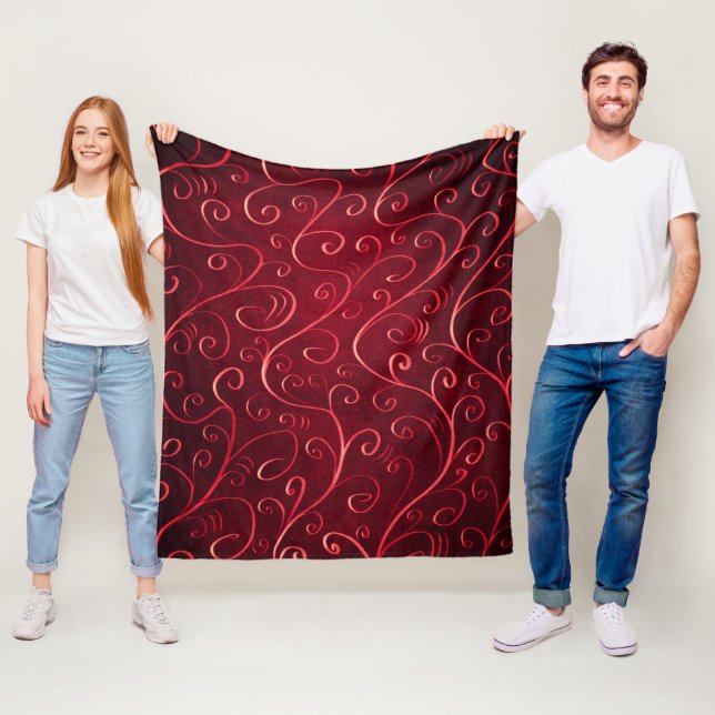 Elegant Red Swirl Mönster Fleecefilt (På plats)
