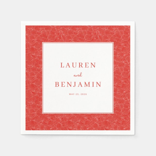 Elegant Red Swirls Pappersservett (Framsidan)