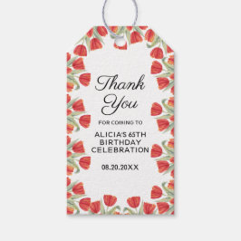 Elegant Red Tulip Flower 65e Birdag Presentetikett