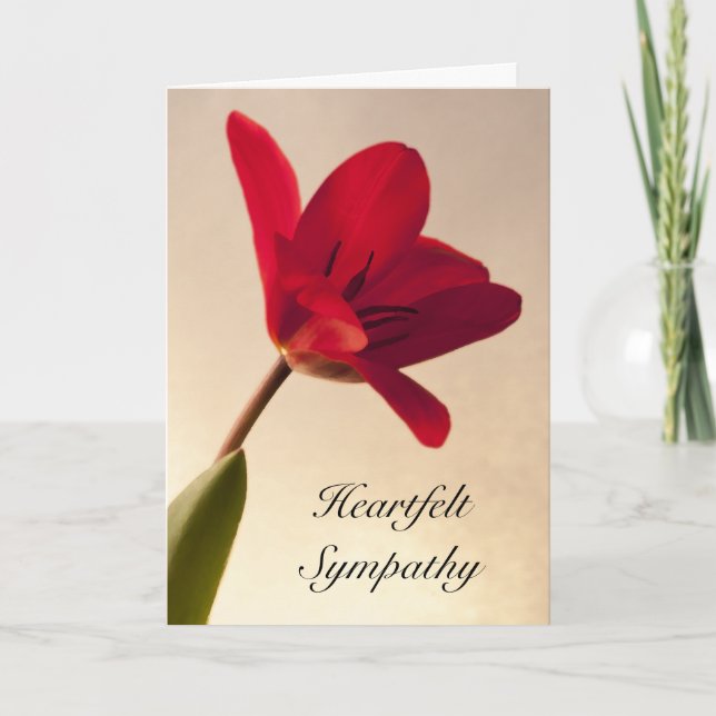 Elegant Red Tulip Sympathy Kort (Framsida)
