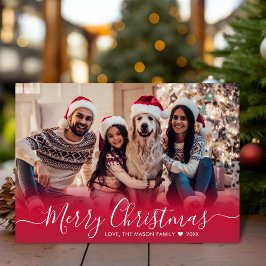 Elegant Red Typography Snowflake 1 Photo jul Julkort