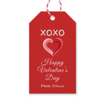 Elegant Red Valentine’s Day Gift Tag with Heart
