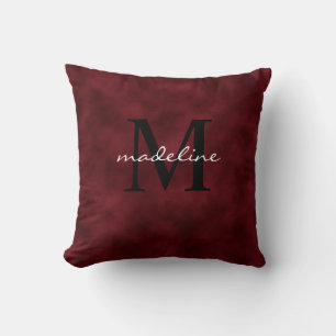 Elegant Red Velvet Black Monogram Dekorativ kudde