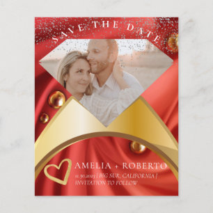 Elegant Red Velvet Ring sparar datumfotokortet Flygblad