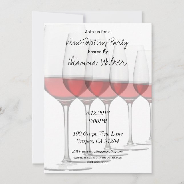 Elegant Red Vin Glass Inbjudningar (Framsida)