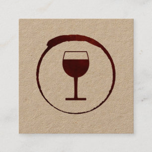 Elegant Red Vin Stain med glaset Vin Fyrkantigt Visitkort
