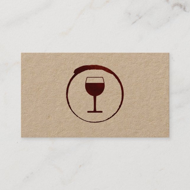 Elegant Red Vin Stain med glaset Vin Visitkort (Framsida)