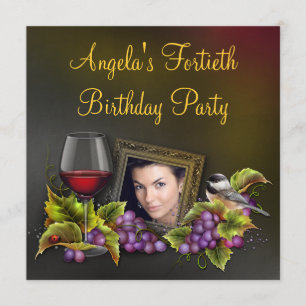 Elegant Red Vin Womans Photo Födelsedagsfest Inbjudningar