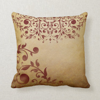Elegant Red Vintage Swirls Kudde