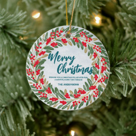 Elegant Red WAN Holly Berries Guld god jul Julgransprydnad Keramik