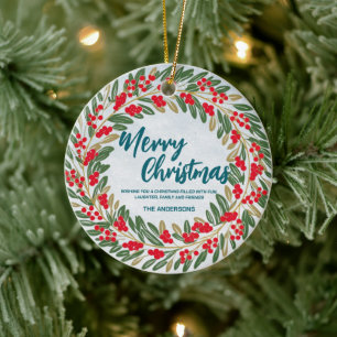 Elegant Red WAN Holly Berries Guld god jul Julgransprydnad Keramik