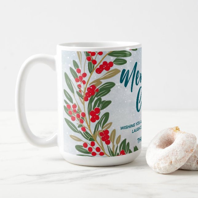 Elegant Red WAN Holly Berries Guld god jul Kaffemugg (Med munk)