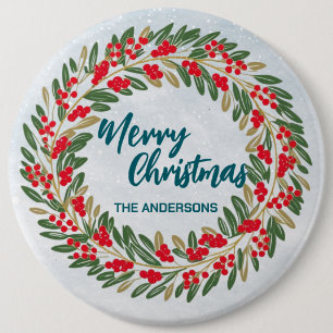 Elegant Red WAN Holly Berries Guld god jul Knapp