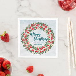 Elegant Red WAN Holly Berries Guld god jul Pappersservett