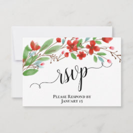 Elegant Red Watercolor Flowers Bröllop OSA Kort
