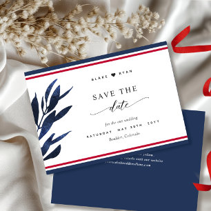 Elegant Red, White and Blue Rand, Löv Bröllop Spara Datumet