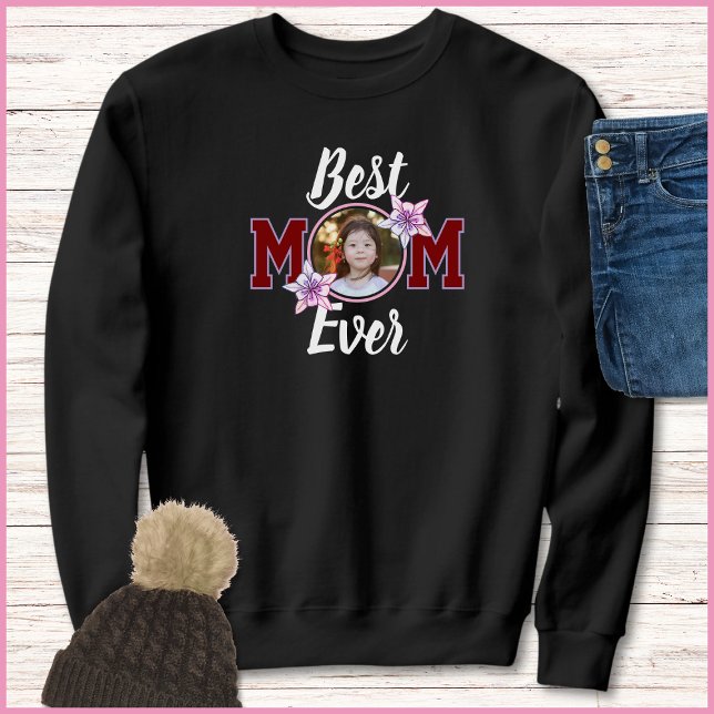 Elegant Red & White Best Mom Ever 1 Photo T Shirt (Skapare uppladdad)