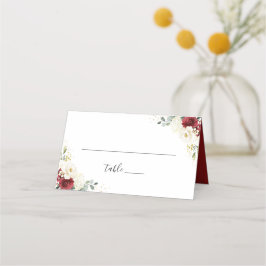 Elegant Red White Blommigt Bröllop Bord Place Card Placeringskort