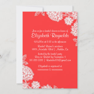 Elegant Red & White Bridal Shower Invitations Inbjudningar