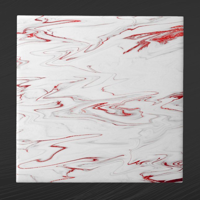 Elegant Red White Faux Marble jul Kakelplatta (Skapare uppladdad)