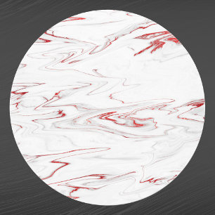 Elegant Red White Faux Marble Runt Klistermärke