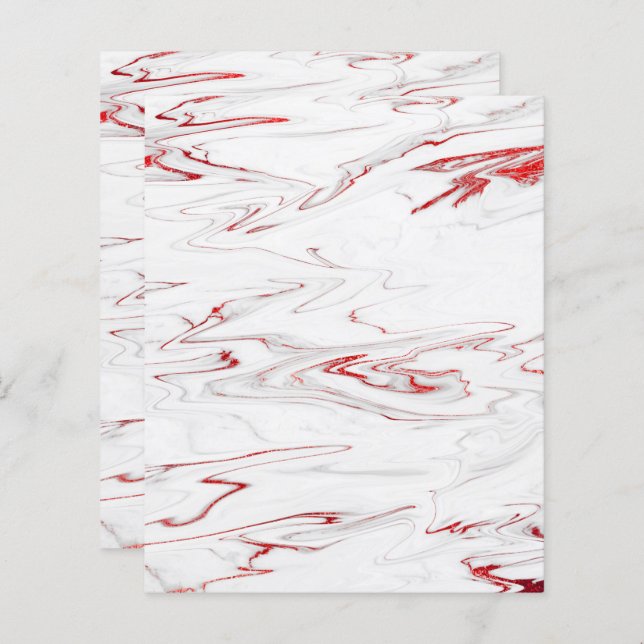 Elegant Red White Faux Marble Scrapbook Papper (Fram/baksida)