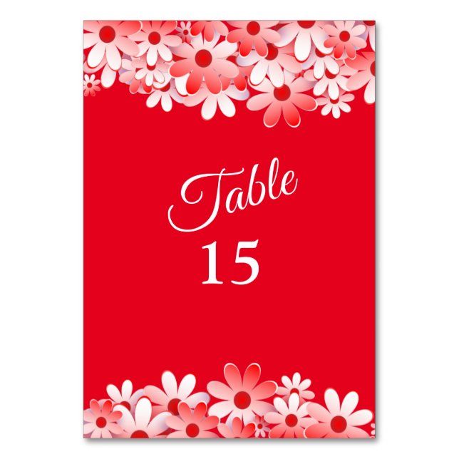Elegant Red White Floral Party Bordsnummer (Framsidan)