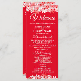 Elegant Red White Floral Wedding Program