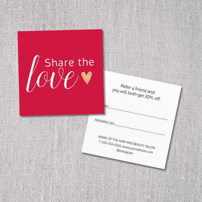 Elegant Red White Guld Heart Beauty Salon Rabattkort (Skapare uppladdad)