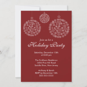 Elegant Red & White Helgdag jul Party Inbjudningar