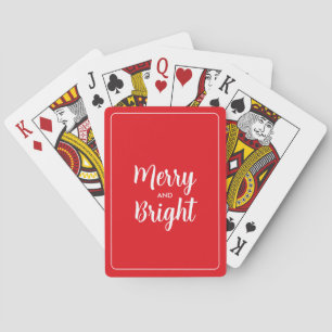 Elegant Red White Merry och Bright jul Casinokort