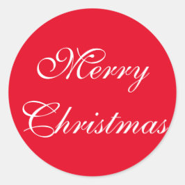 Elegant Red White Script God jul Runt Klistermärke