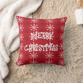 Elegant Red White Snowflake God jul Kudde