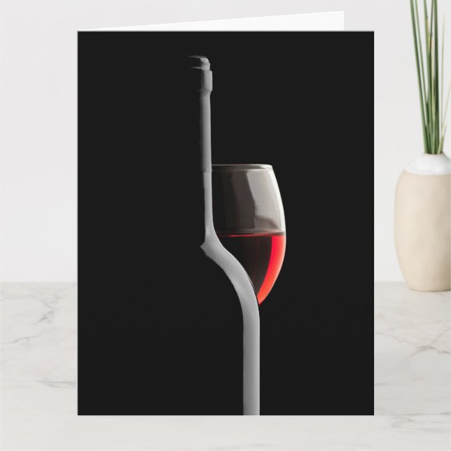 Elegant Red Wine Glass & Bottle. Black Background Tack Kort (Framsida)