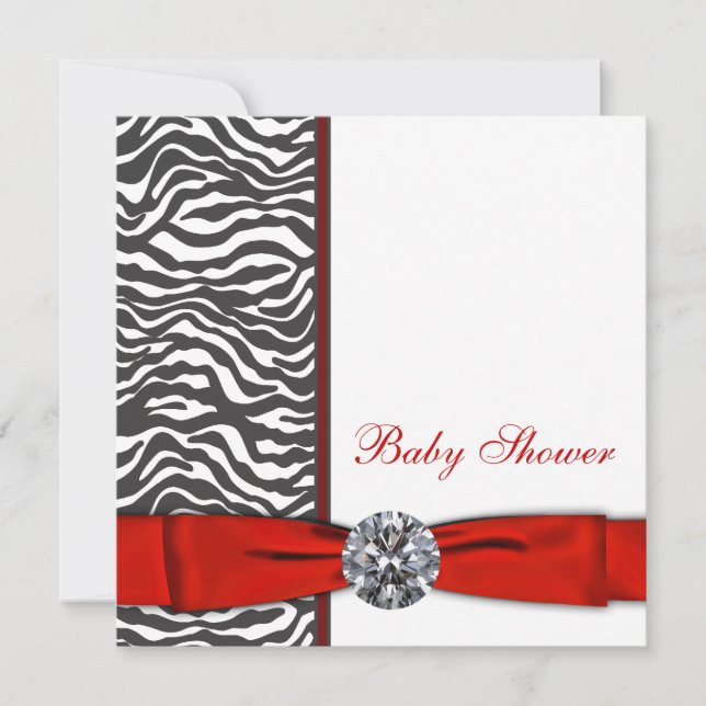 Elegant Red Zebra Baby Shower Inbjudningar (Framsida)