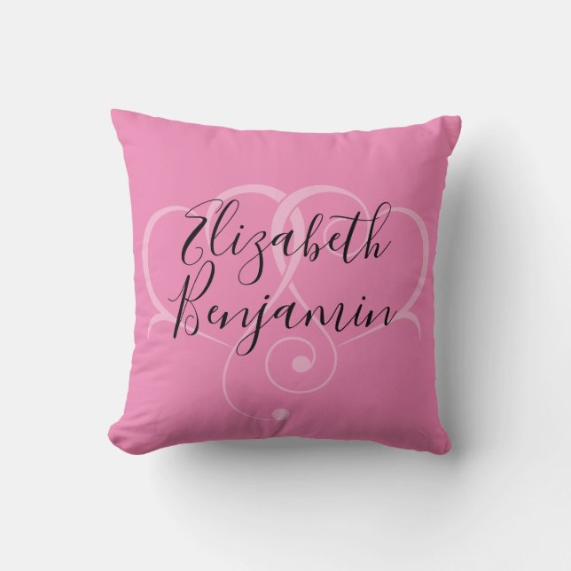 Elegant redigerbar enkel hjärtdesign-rosa färg kudde (Framsida)
