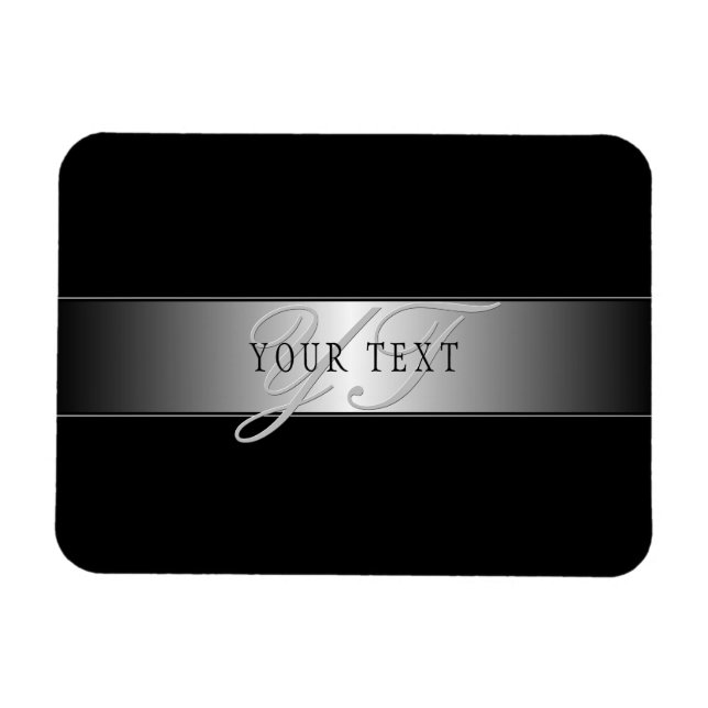 Elegant redigerbar monogram skrifttyp | Svart Magnet (Horisontell)