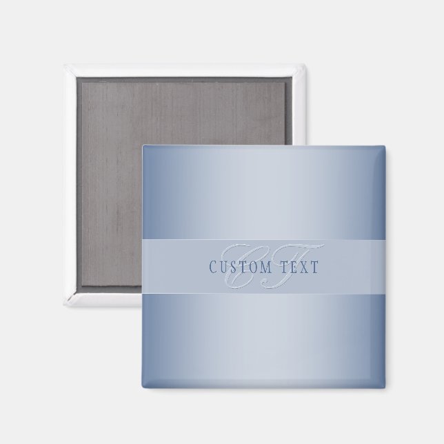 Elegant redigerbar monogram skript skrivning | Blå Magnet (Front/Back)