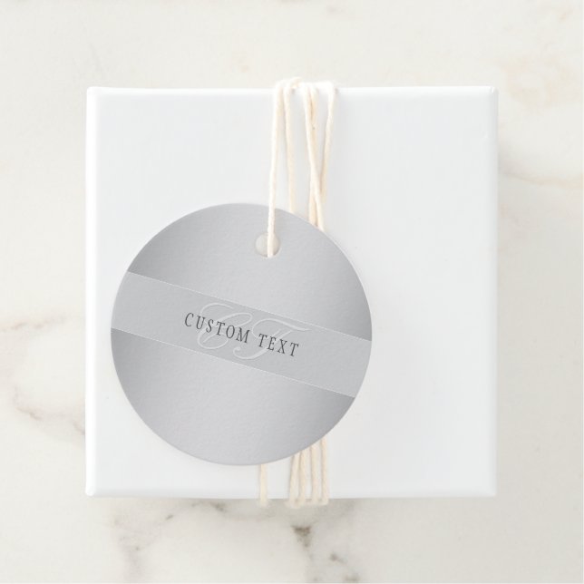 Elegant redigerbar monogram skript skrivning | Grå Gåvor Etiketter (På plats)